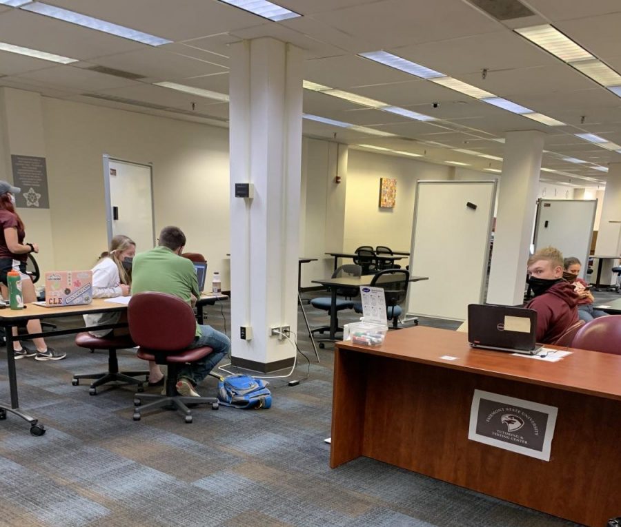 Fairmont State University students and their tutors work in the Tutoring and Testing Center, located on the second floor of the Ruth Ann Musick Library.